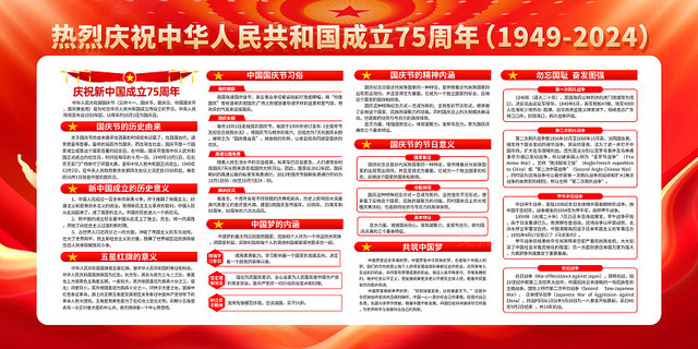红色大气盛世华诞举国同庆国庆节展板宣传栏